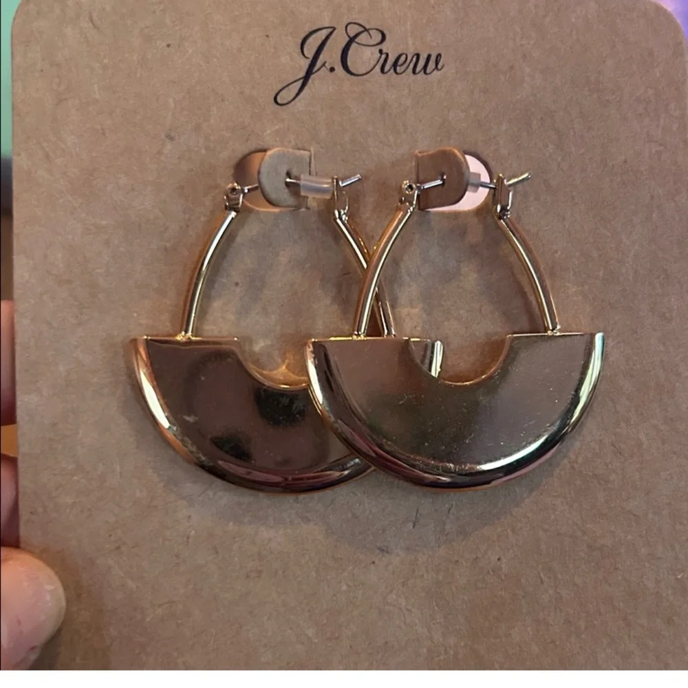 NWT J. Crew Gold Half-Crescent Hoop Earrings - Picture 1 of 1